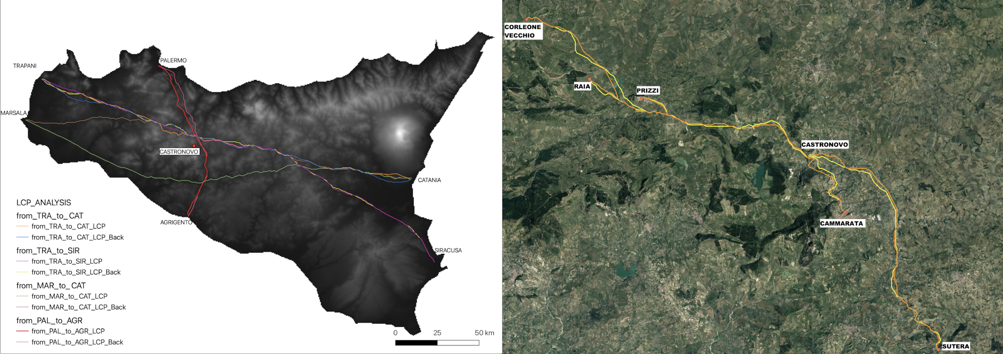 From the Itinerarium Antonini and al-Idrisi to the movecost plug-in: study of the viability in the Castronovo di Sicilia area by comparing traditional sources and least-cost path analysis